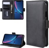 Dual-side magnetische gesp horizontale flip lederen case voor iPhone XR, met houder & kaartsleuven & fotolijst (zwart)