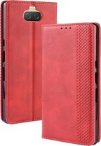 Magnetische gesp retro textuur horizontale flip lederen tas voor Sony Xperia 10 plus, met houder en kaartsleuven en portemonnee (rood)