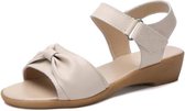 Casual eenvoudige antislip slijtvaste strik damessandalen (kleur: beige maat: 37)