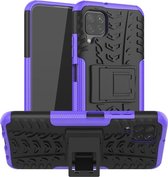 Voor Huawei P40 Lite Tyre Texture Shockproof TPU + PC beschermhoes met houder (paars)