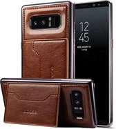 Let op type!! Dibase voor Galaxy Note 8 galvaniseren TPU Crazy Horse textuur beschermende lederen draagtas met houder & kaartsleuven & Lanyard(Coffee)