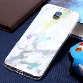 Voor Galaxy J7 (2017) (EU-versie) Witgoud Marmerpatroon Soft TPU beschermende achterkant van de behuizing