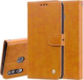 Zakelijke stijl olie wax textuur horizontale flip lederen case voor Galaxy M30, met houder & kaartsleuven & portemonnee (bruin)