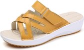 Cross Striped Fashion Cute Slippers Sandalen voor dames (Kleur: Geel Maat: 38)