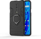 PC + TPU schokbestendige beschermhoes voor OnePlus 7 Pro, met magnetische ringhouder (zwart)