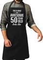 Awesome 50 year / 50 jaar cadeau bbq/keuken schort zwart voor heren -  kado barbecue schort voor verjaardag / Abraham