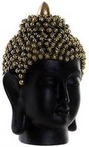 Boeddha - Thaise Boeddha Hoofd - Beeld - Zwart/goud - Hoogte 18 cm