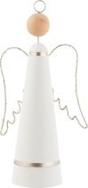 J-line Engel+Led Metaal Wit/Glitter Zilver Small
