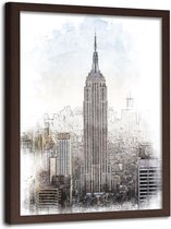 Foto in frame , Empire State Building  ,70x100cm , Multikleur , wanddecoratie