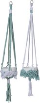 J-line Hanger Bloempot Touw Aqua Mix Small Assortiment Van 2