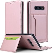 Voor Samsung Galaxy S10e Sterk Magnetisme Vloeibaar Voel Horizontaal Flip Leren Case met Houder & Kaartsleuven & Portemonnee (Rose Goud)