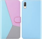 Voor Sony Xperia L3 Tricolor Stitching Horizontale Flip TPU + PU lederen tas met houder & kaartsleuven en portemonnee (blauw)