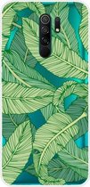 Voor Xiaomi Redmi 9 gekleurd tekeningpatroon zeer transparant TPU beschermhoes (bananenblad)