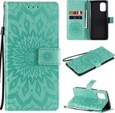 Voor OnePlus 8T Sun Embossing Pattern Horizontale Flip Leather Case met Card Slot & Holder & Wallet & Lanyard (Green)