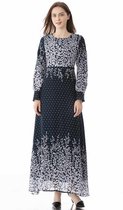 Dames retro bloemenjurk met lange mouwen (kleur: als showmaat: M)-Geen