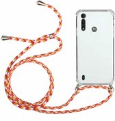Voor Motorola Moto E6s Four-Corner Anti-Fall transparante TPU beschermhoes met lanyard (oranjegeel)