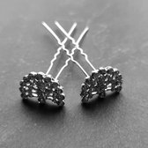 Zilverkleurige Hairpins – Pauw - Diamantjes - 5 stuks