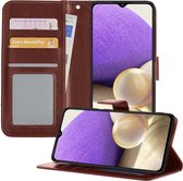 Hoesje Geschikt voor Samsung A32 5G Hoesje Book Case Hoes Wallet Cover - Hoes Geschikt voor Samsung Galaxy A32 5G Hoesje Bookcase Hoes - Bruin