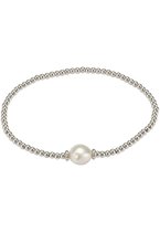 Adriana Gummi zilverarmband rhod. Zoetwater barock Wit 9-10mm Romantica A123