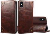 Voor iPhone XS Max Baroque Simple Horizontal Flip Leather Case, met houder & kaartsleuven & portemonnee (donkerbruin)