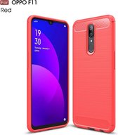 Brushed Texture Carbon Fiber TPU Case voor OPPO F11 (Rood)