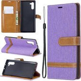 Kleuraanpassing Denim Texture Horizontale Flip Leather Case met houder & kaartsleuven & portemonnee & lanyard voor Galaxy Note10 (paars)