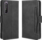 Voor Sony Xperia 1 II Wallet Style Skin Feel Calf Pattern Leather Case, met aparte kaartsleuf (zwart)