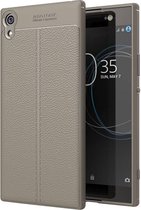 Voor Sony Xperia XA1 Ultra Litchi Texture TPU Protective Back Cover Case (grijs)