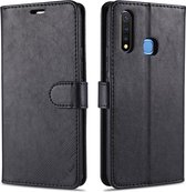 Voor Vivo Y5s / U3 / Y19 AZNS Schapenvacht Textuur Horizontale Flip Leren Case met Houder & Kaartsleuven & Portemonnee (Zwart)