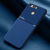 Voor Huawei Honor 8 Classic Tilt Strip Grain Magnetisch Schokbestendig PC + TPU Case (Blauw)