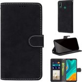 Voor Huawei Y8s Retro Frosted Horizontale Flip PU lederen hoes met houder & kaartsleuven & portemonnee & fotolijst (zwart)