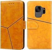 Voor Samsung Galaxy S9 geometrische stiksels horizontale flip TPU + PU lederen tas met houder & kaartsleuven en portemonnee (geel)