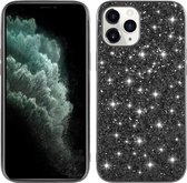 Voor iPhone 12 Max / 12 Pro glitter poeder schokbestendig TPU beschermhoes (zwart)