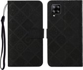 Voor Samsung Galaxy A42 5G Etnische Stijl Reliëf Patroon Horizontale Flip Leren Case met Houder & Kaartsleuven & Portemonnee & Lanyard (Zwart)