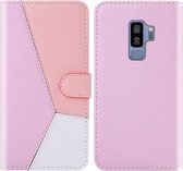 Voor Galaxy S9 + Tricolor Stitching Horizontale Flip TPU + PU lederen tas met houder & kaartsleuven en portemonnee (roze)