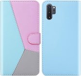 Voor Galaxy Note10 + / Note10 + 5G Tricolor Stitching Horizontale Flip TPU + PU lederen tas met houder & kaartsleuven & portemonnee (blauw)