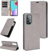 Voor Samsung Galaxy A52 5G Retro-skin Business magnetische zuignap lederen tas met houder & kaartsleuven & portemonnee (grijs)