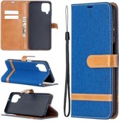 Voor Samsung Galaxy A12 Lite Kleuraanpassing Denim Textuur Horizontale Flip Leren Case met Houder & Kaartsleuven & Portemonnee & Lanyard (Blauw)