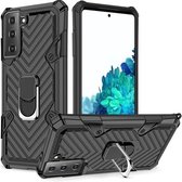 Voor Samsung Galaxy S21 + 5G Cool Armor PC + TPU schokbestendig hoesje met 360 graden rotatie ringhouder (zwart)