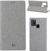 Voor Samsung Galaxy A21s ViLi Magnetische Zuigkracht Schokbestendig TPU + PU Horizontale Flip Beschermhoes met Kaartsleuf & Houder (Grijs)