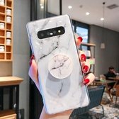 Marble Strip TPU-beschermhoes voor de achterkant van de Galaxy S10e, met houder (grijs)