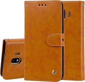 Business Style Oil Wax Texture Horizontale Flip Leather Case voor Galaxy J4 (EU-versie) (2018), met houder & kaartsleuven en portemonnee (bruin)