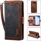 Voor Galaxy S10e Retro Splicing Horizontale Flip lederen tas met kaartsleuven & houder & portemonnee (grijs)
