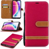 Kleurafstemming Denim Texture Leather Case voor Huawei P20 Lite & Nove 3e, met houder & kaartsleuven & portemonnee & lanyard (rose rood)