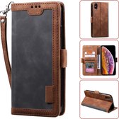 Voor iPhone XS Max Retro Splicing Horizontale Flip Leather Case met kaartsleuven & houder & portemonnee (grijs)