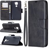 Voor xiaomi redmi note 9 retro lamsvacht textuur pure kleur horizontale flip pu lederen case met houder & kaartsleuven & portemonnee & lanyard (zwart)