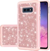 Voor Samsung Galaxy S10e Glitterpoeder Contrast Skin schokbestendig siliconen + pc-beschermhoes (rose goud)