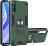 Voor Huawei Y8P (2020) 2 in 1 Armor Series PC + TPU beschermhoes met ringhouder (donkergroen)