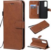 Voor Huawei nova 7 effen kleur horizontale flip beschermende lederen tas met houder & kaartsleuven & portemonnee & lanyard (bruin)