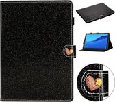 Voor Huawei MediaPad M5 Lite 10.1 Glitter Poeder Liefde Gesp Horizontale Flip Leren Case met Houder & Kaartsleuven (Zwart)